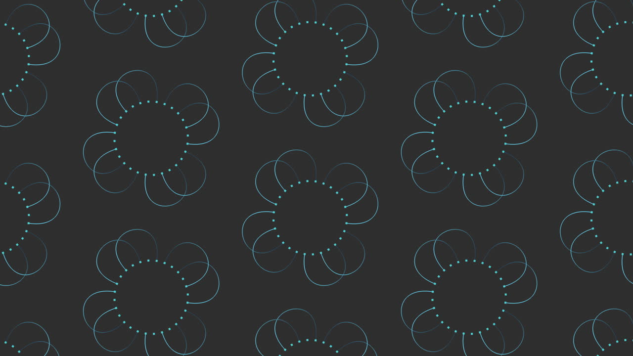 círculos azules simétricos conectados por líneas delgadas en un diseño fluido