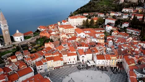 aerial panorama of old town piran, slovenia