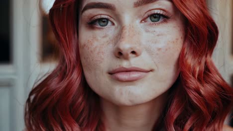 portrait of a woman with red hair and freckles