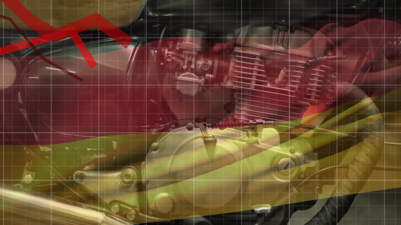 은 다이어그램, 데이터 프로세싱 및 모터에 대한 독일 발의 애니메이션