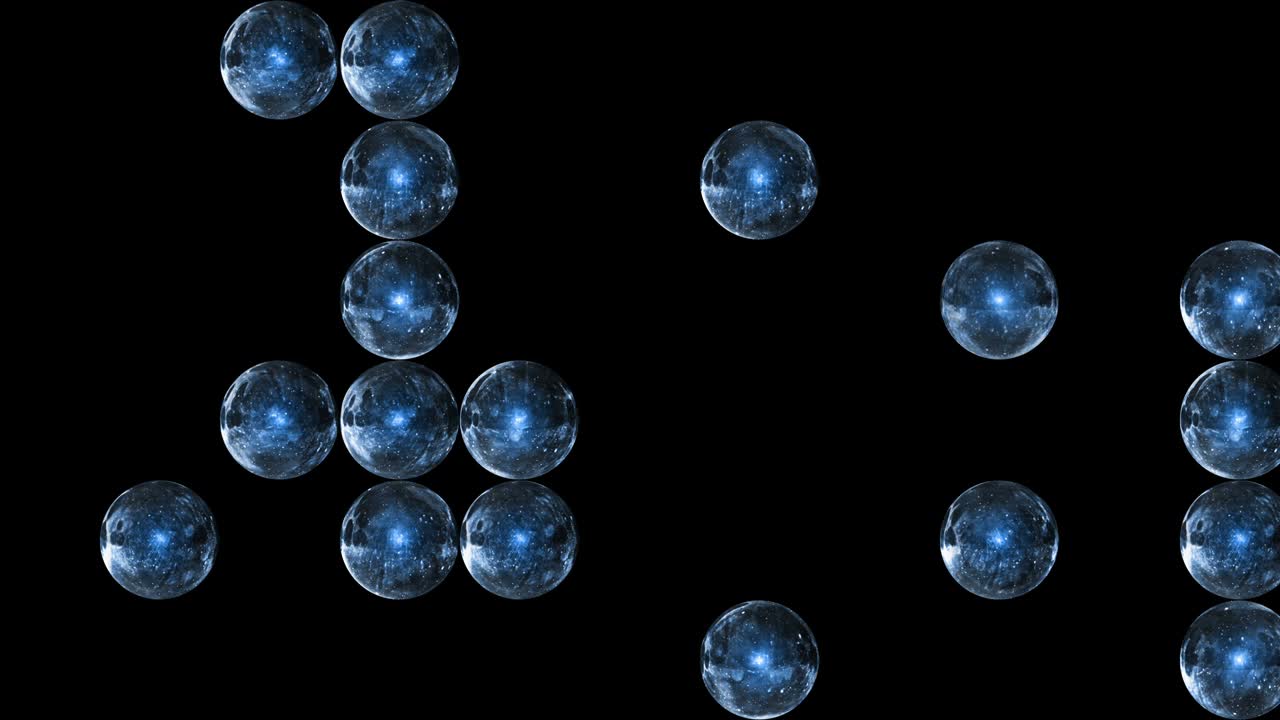 파란 유리 공이 무작위로 나타나고 모이게 됩니다.