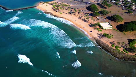 aerial view of hale'iwa alii beach park in the north shore, oʻahu in haleiwa, hawaii