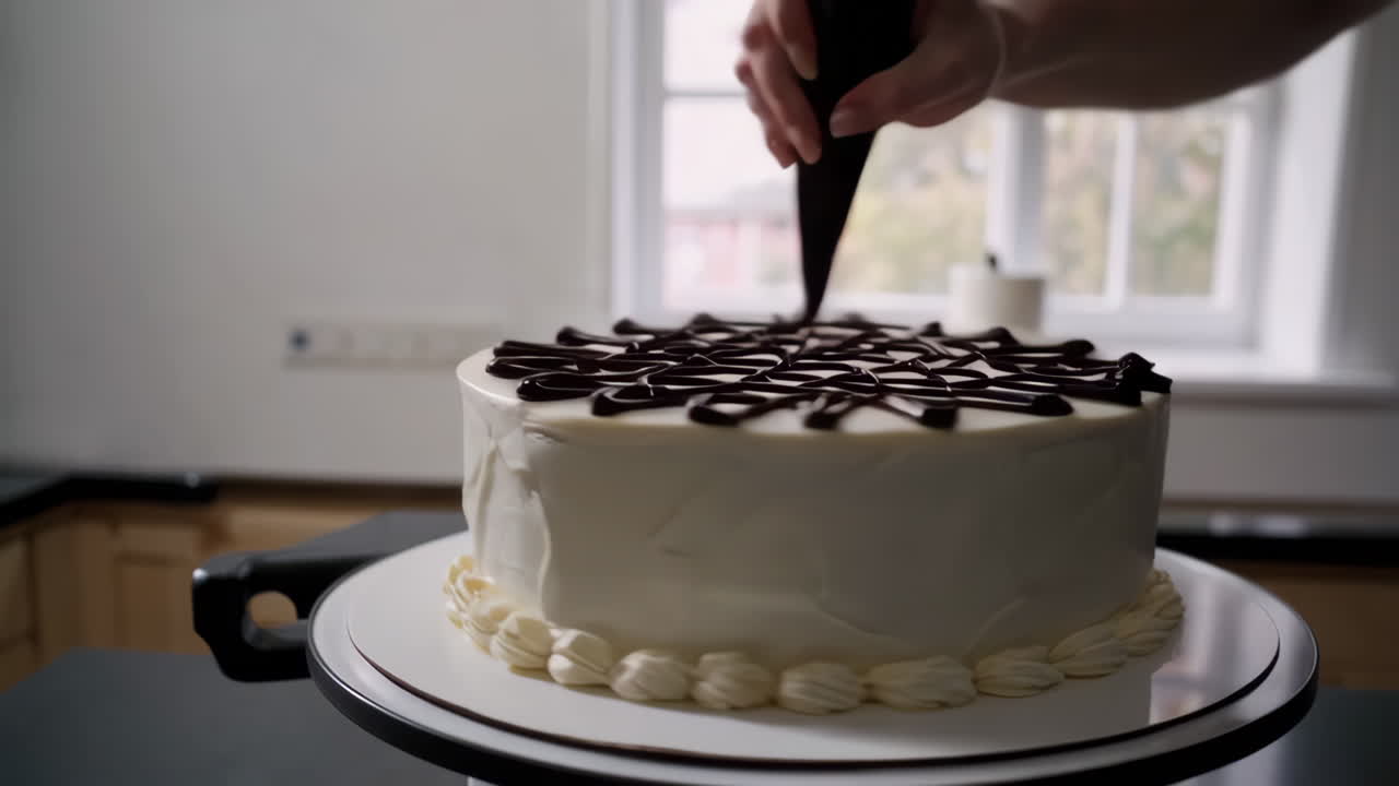 Decorare una bellissima torta bianca con glassa al cioccolato