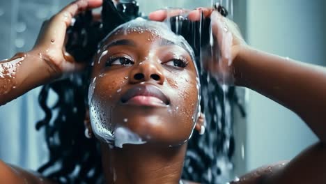 woman washing her hair in the shower