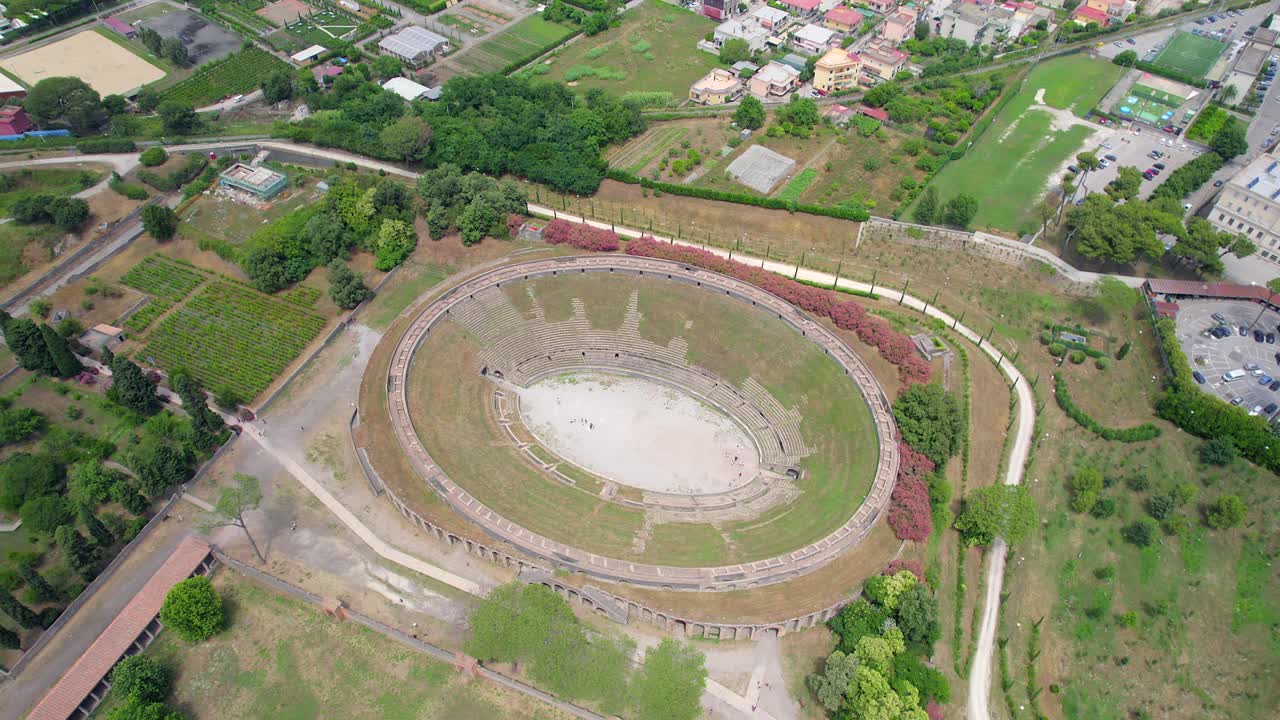 antena 4k de las antiguas ruinas de pompeya, italia