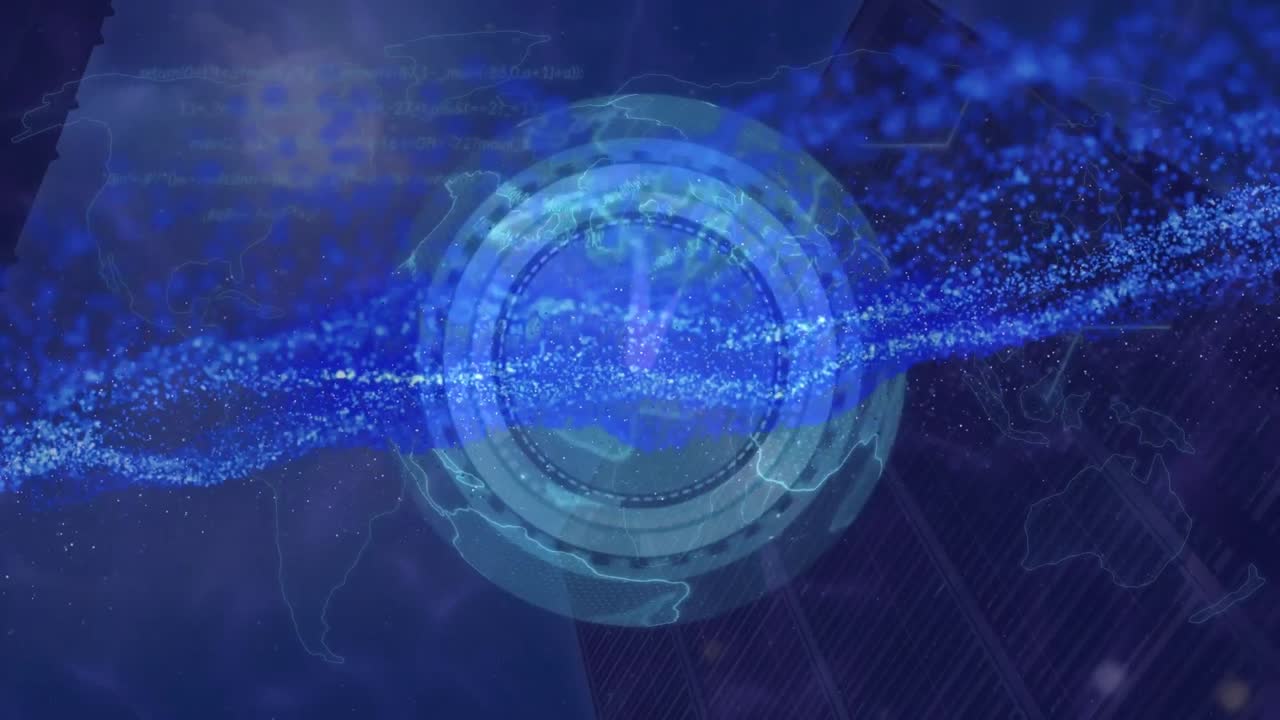 움직이는 시계, 지구와 파란색 반 ⁇ 이는 애니메이션