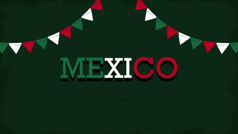 animación de celebración de letras mexicanas con guirnaldas