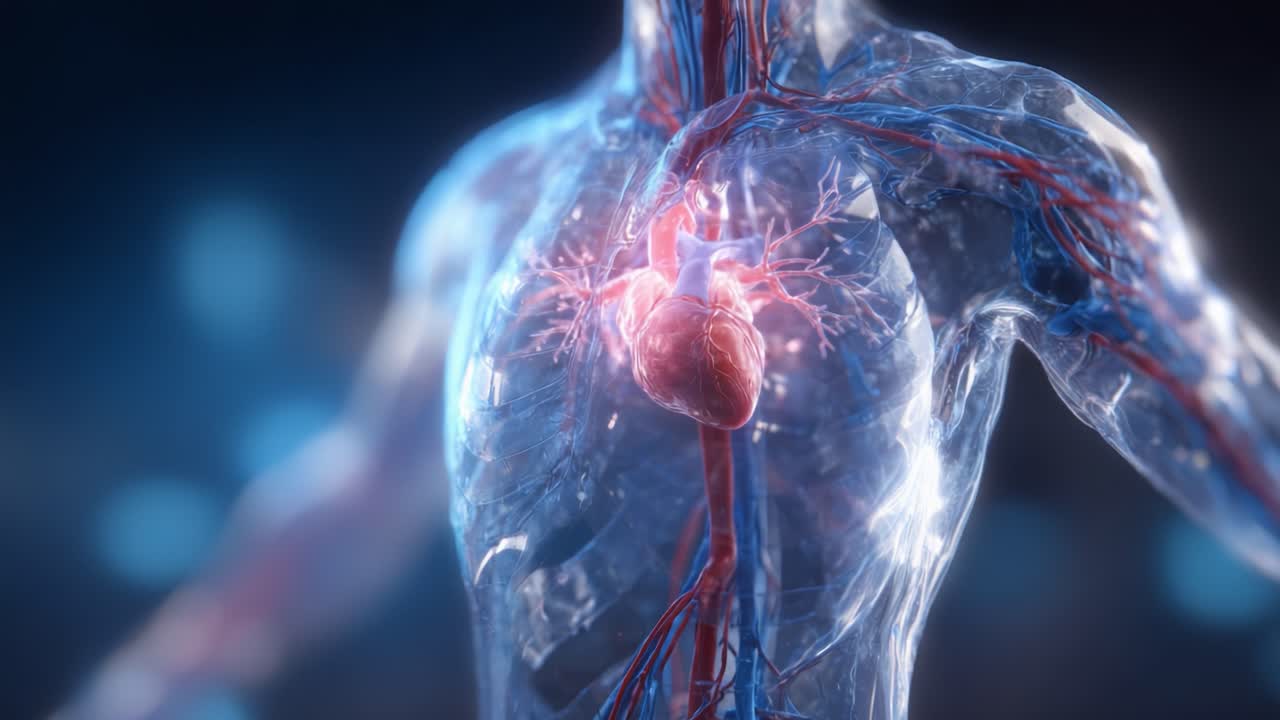 Anatomical Visualization of a Heart and Circulatory System, Highlighting Key Features of Human Anatomy and Organ Functionality in Detail