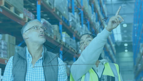 animación de gráficos sobre diversos trabajadores del almacén