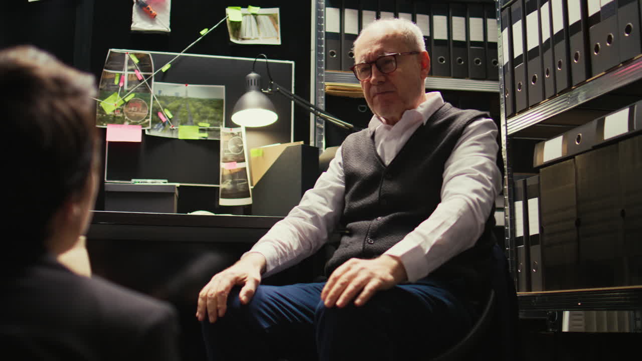 Detective Interviewing Man in Office