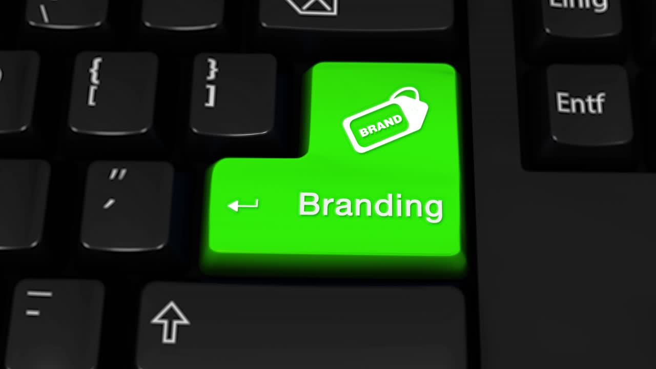 08 branding rotation motion on green enter button on modern computer keyboard with text and icon