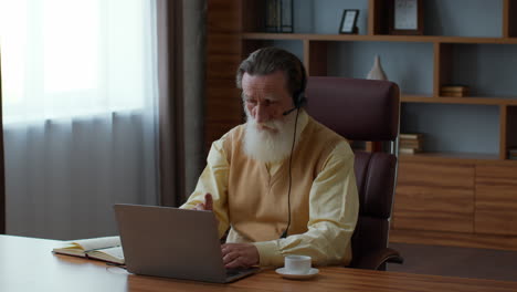 senior man in video call