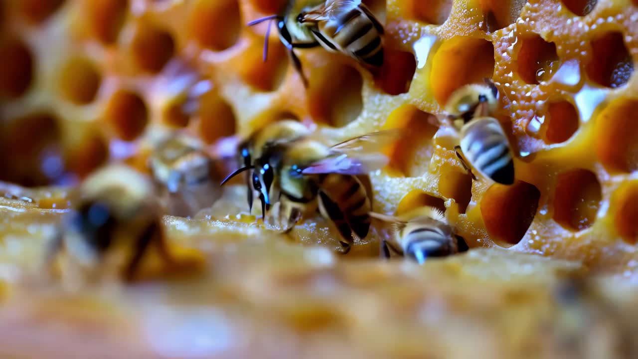 벌집 에서 일 하는 벌 들