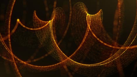 digital gold particles wave and light abstract background.