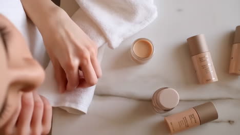 nail and hand care routine with beauty products