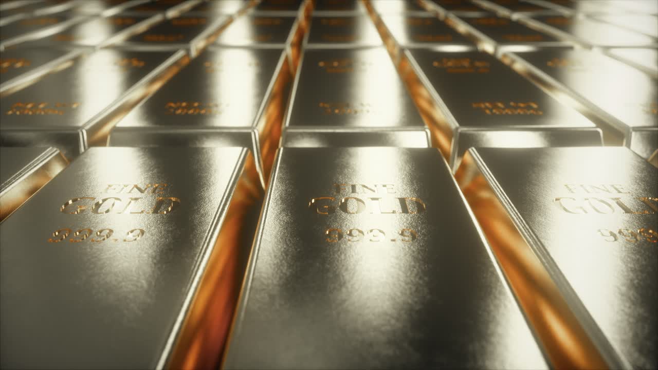 Una pila de barras de oro