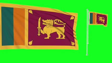 green screen sri lanka two flags waving lankan flagpole animation 3d chroma key