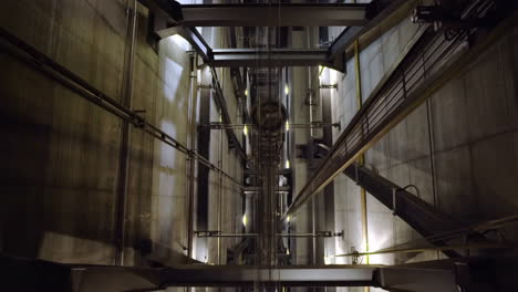 inside an elevator shaft looking up