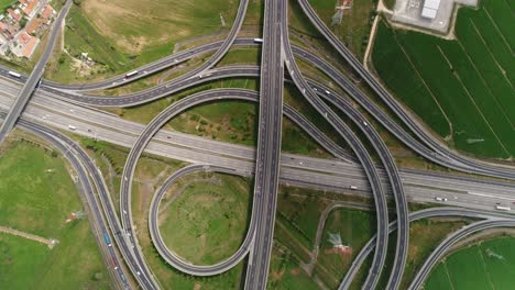 aerial view traffic at the road intersection