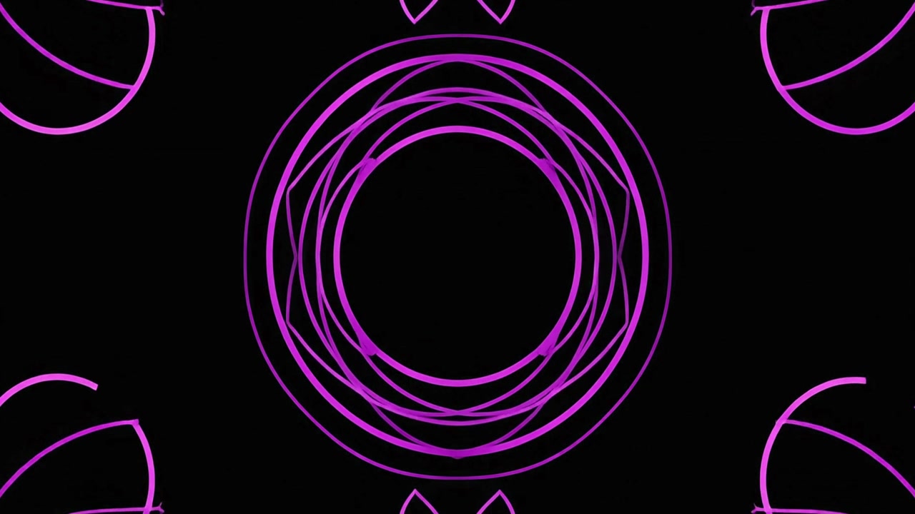 Cerchi Neon Viola Astratti Rotanti Su Sfondo Nero