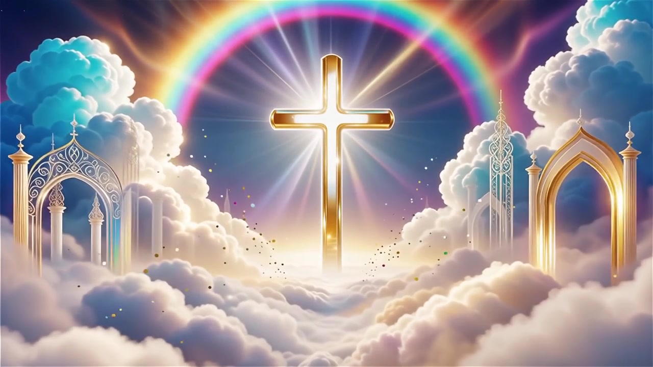 Christian Cross Heavenly Light Worship Background