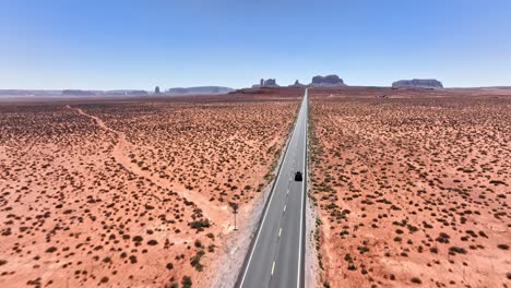 drone footage of a desert road