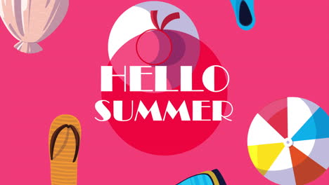 hello summer animation with set icons