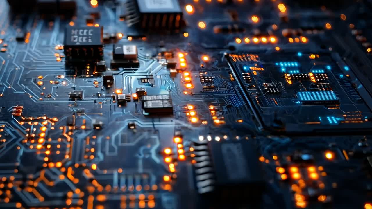 Un primer plano de una placa base de computadora con muchos componentes electrónicos
