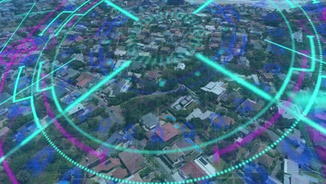 Animation-Des-Scope-Scannens-über-Der-Stadtlandschaft-Im-Hintergrund