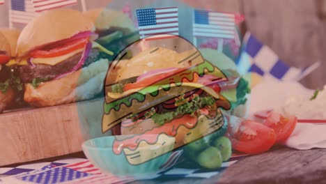animación de hamburguesas sobre hamburguesas en la mesa
