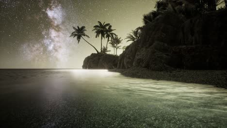 beautiful fantasy tropical beach with milky way star in night skies