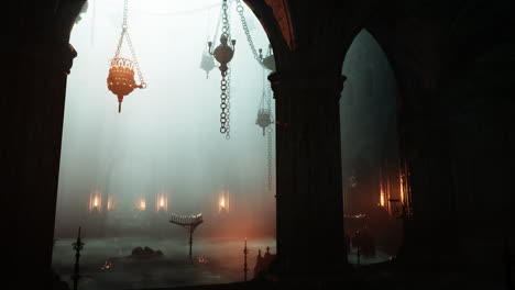 dark and mysterious gothic church interior