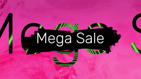animación del texto de mega venta sobre un fondo rosa líquido
