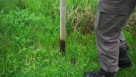 Man-Pulling-Fence-Post-From-The-Ground