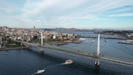 suleymaniye mosque and metro bridge drone video istanbul turkey