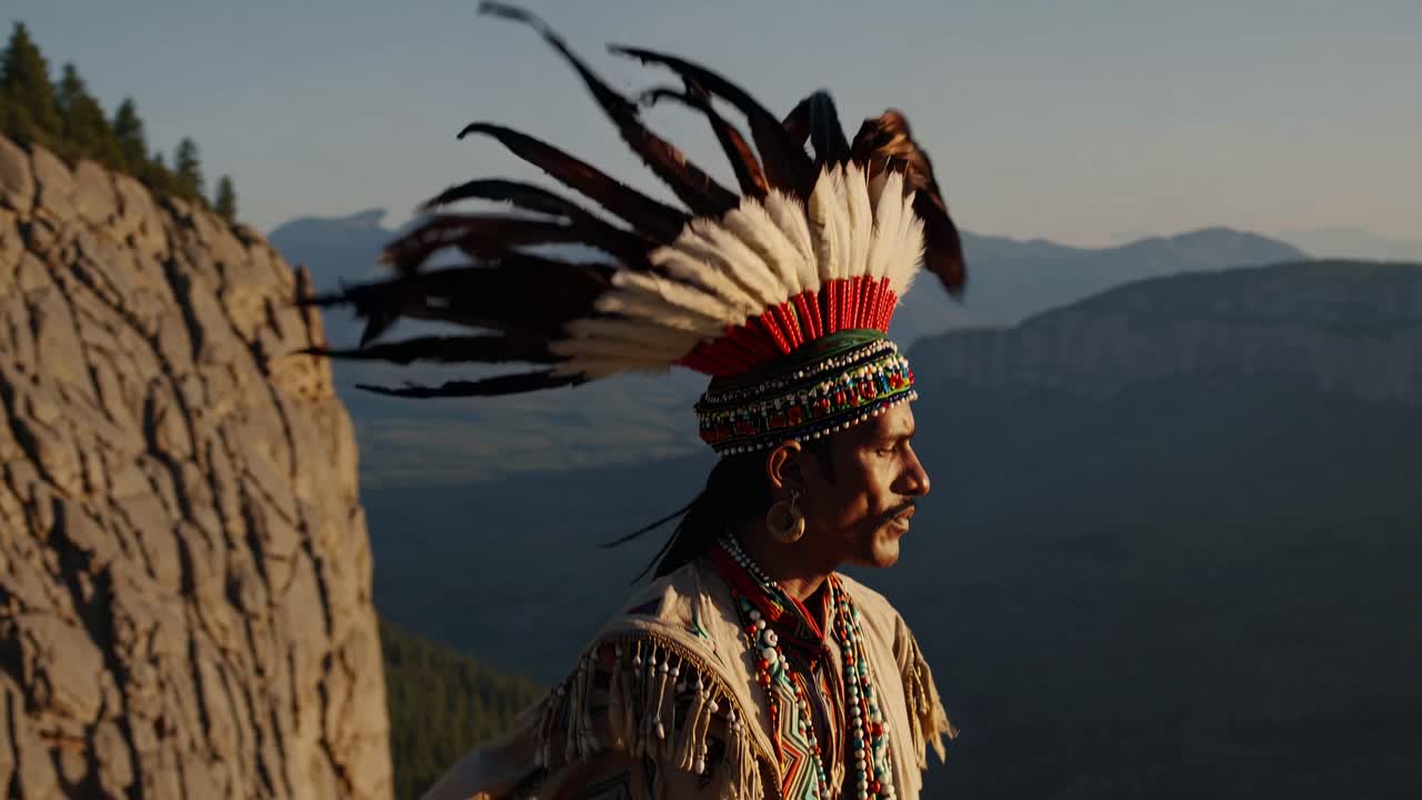 Native American Man in Traditional Attire