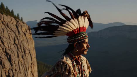 native american man in traditional attire