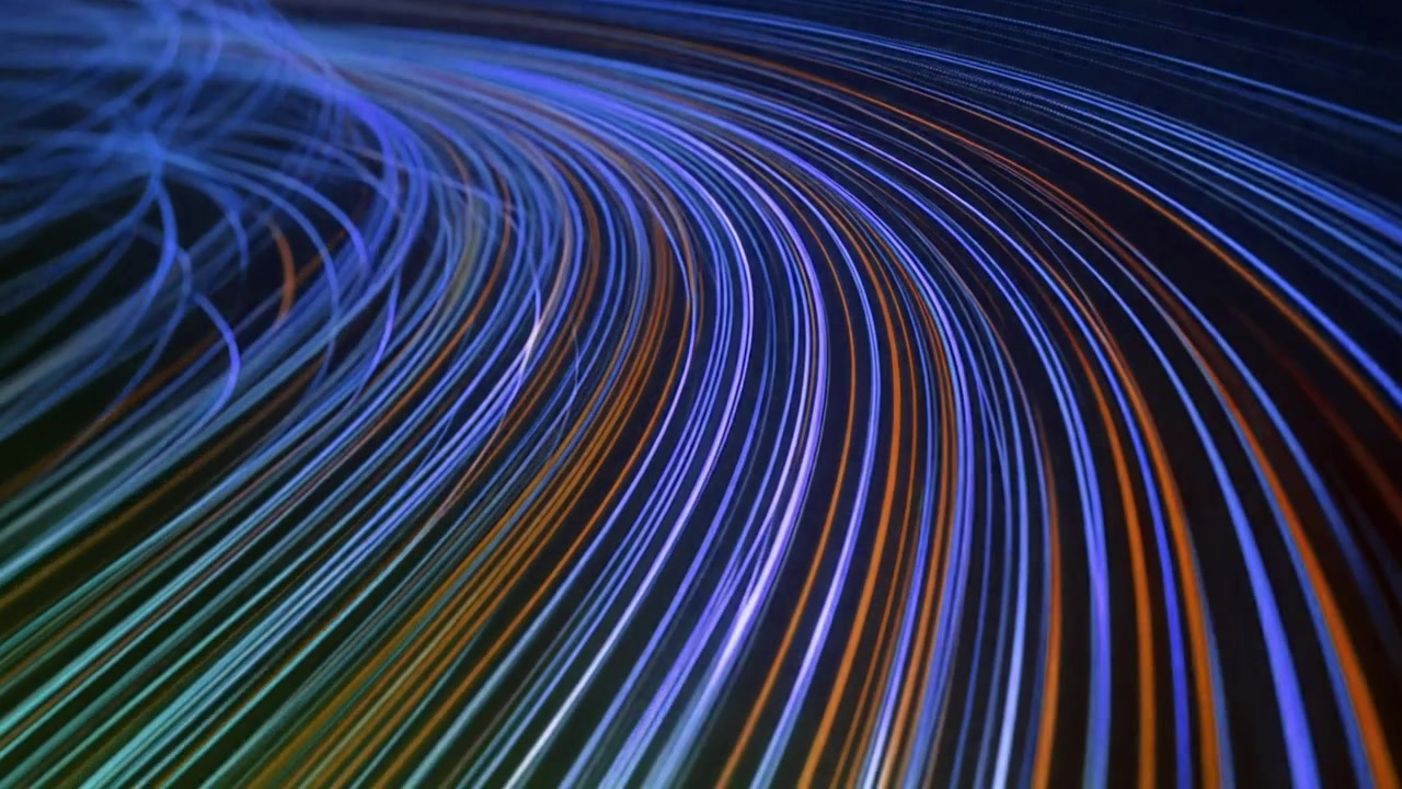 Abstract Motion Background with Glowing Blue and Orange Light Trails