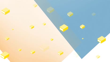 animation of yellow books appearing and disappearing on blue, orange and white