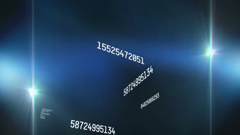 animación de números cambiantes y procesamiento de datos sobre un fondo azul brillante