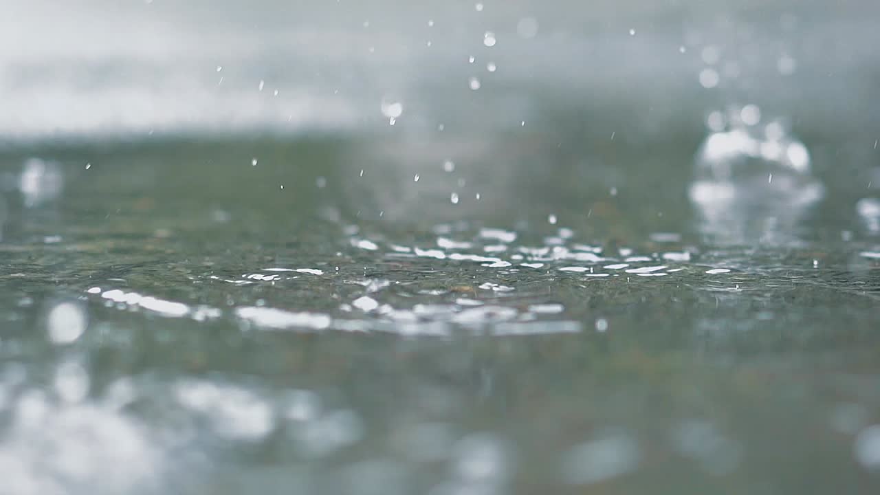 It's raining Drops fall in puddle 1