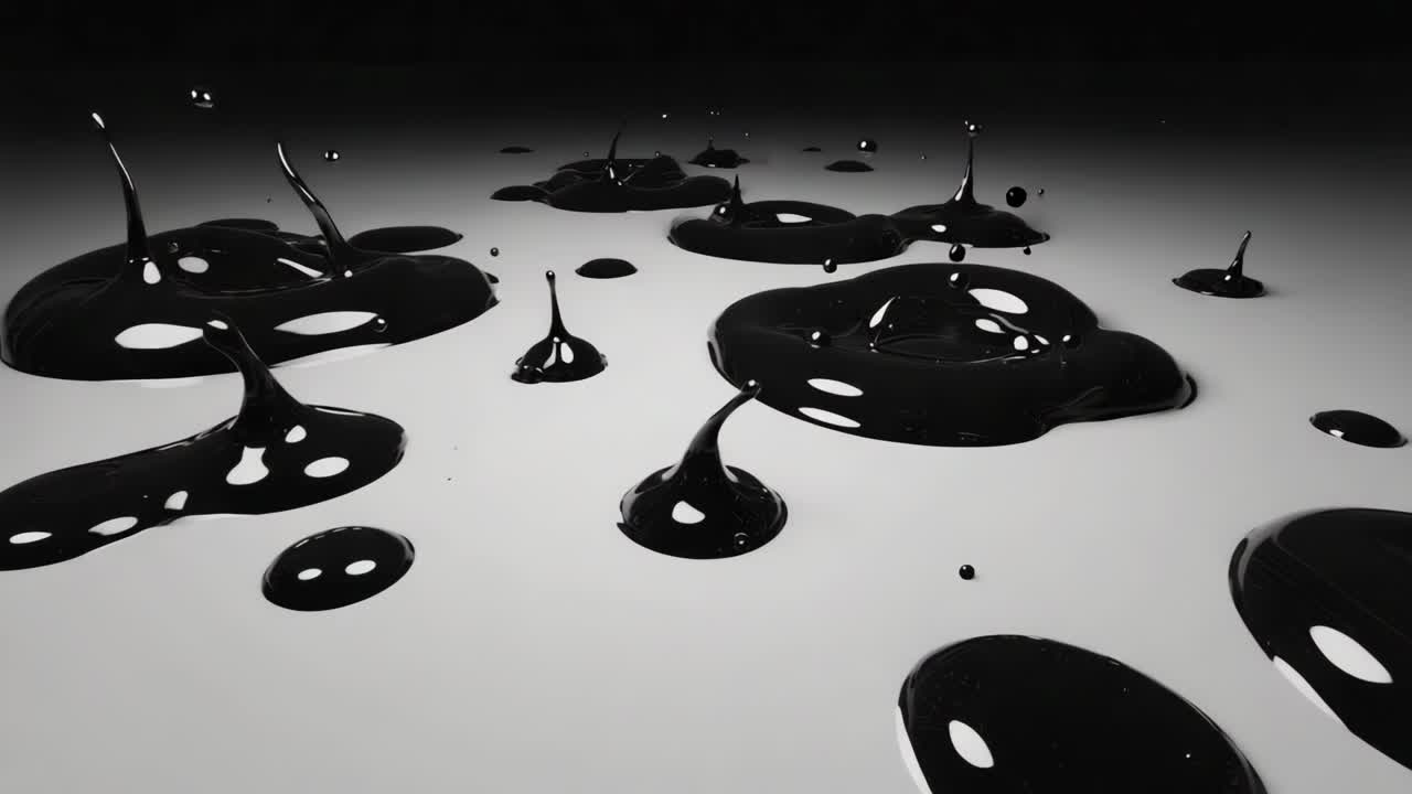 Abstract Black Liquid Spills