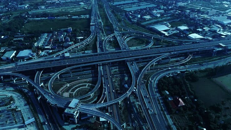 Smart digital city highway with globalization graphic of connection network