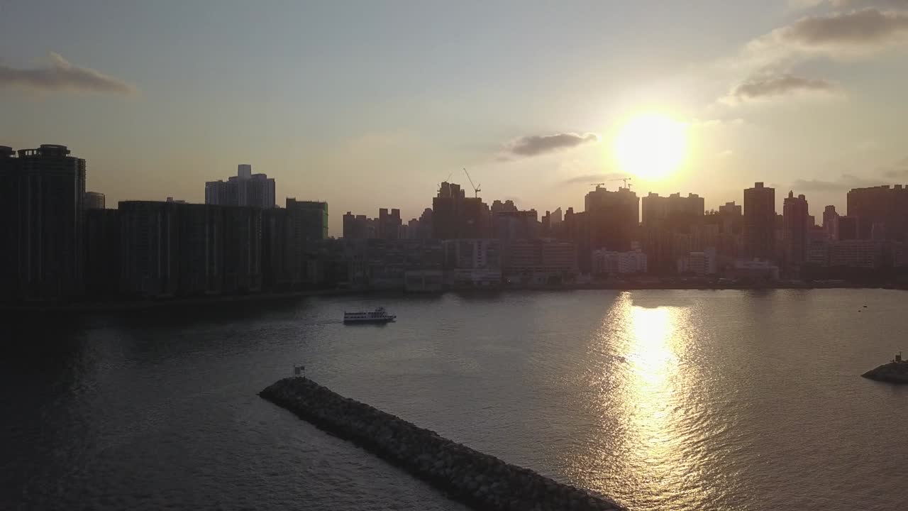 홍콩의 코울룬 구역의 공중 촬영