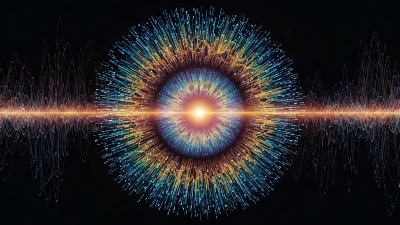 A Stunning Visualization of Energy Waves Surrounding a Central Light Source, Capturing the Vibrant Patterns and Radiance of Cosmic Frequencies in Stunning Detail