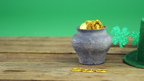 Leprechauns-pot-of-gold-and-hat-on-table-for-st-patricks