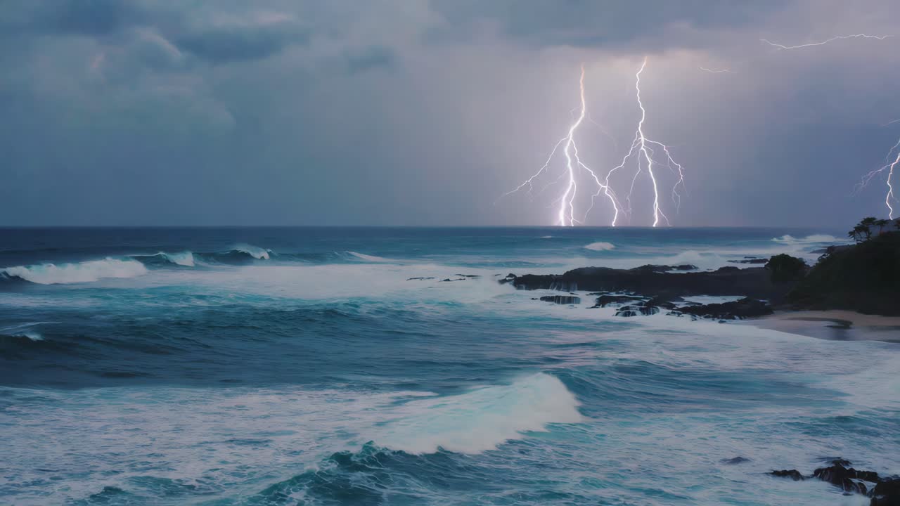 tormenta de relámpagos sobre el océano