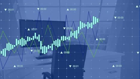 Animation-of-statistics-and-financial-data-processing-over-desk-in-office