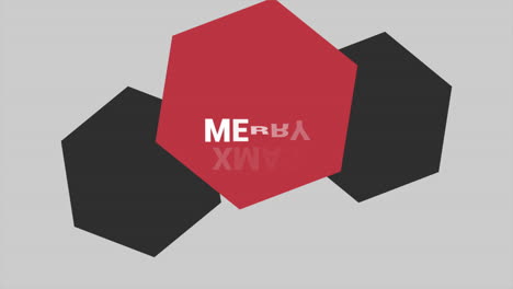 feliz navidad en hexágonos rojos y degradado moderno blanco