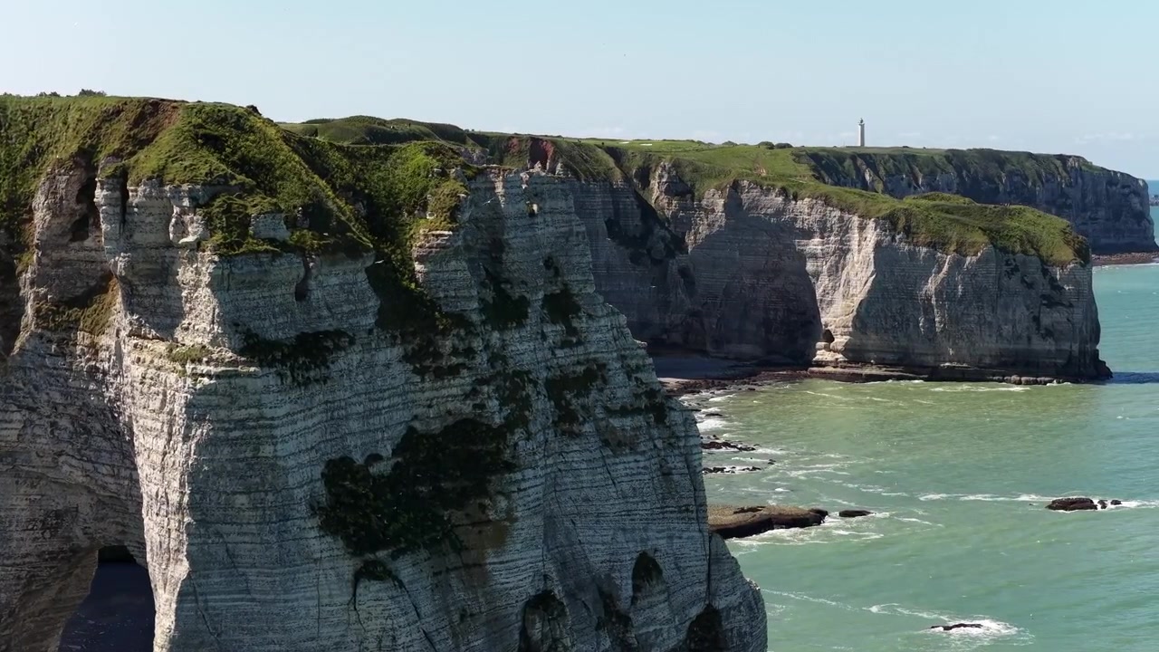 Downstream Cliff Alabaster Coast Étretat coast Normandy, France, aerial drone